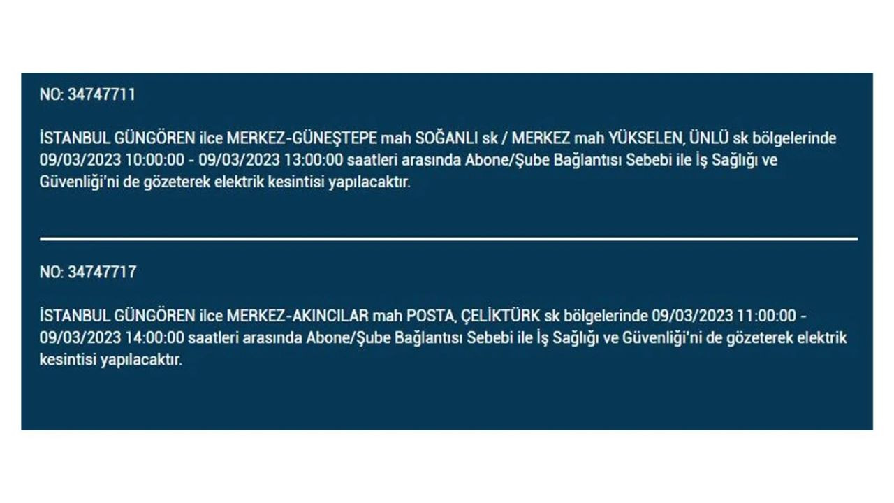 İstanbul'da elektriğin kesileceği ilçeler belli oldu! 9 Mart İstanbul elektrik kesintisi - Sayfa 13