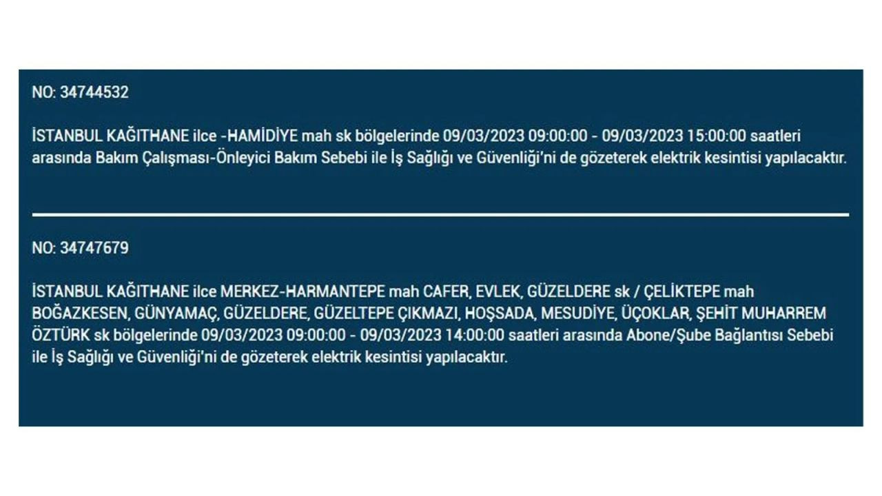 İstanbul'da elektriğin kesileceği ilçeler belli oldu! 9 Mart İstanbul elektrik kesintisi - Sayfa 11