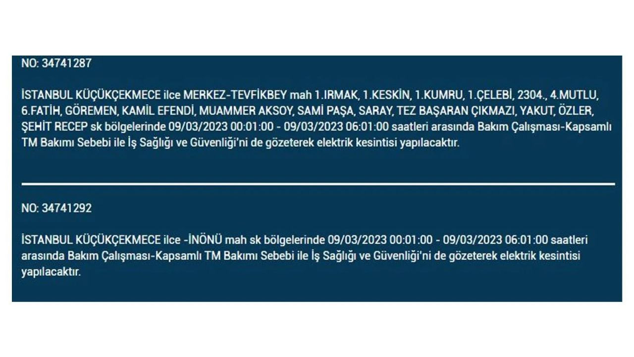 İstanbul'da elektriğin kesileceği ilçeler belli oldu! 9 Mart İstanbul elektrik kesintisi - Sayfa 10