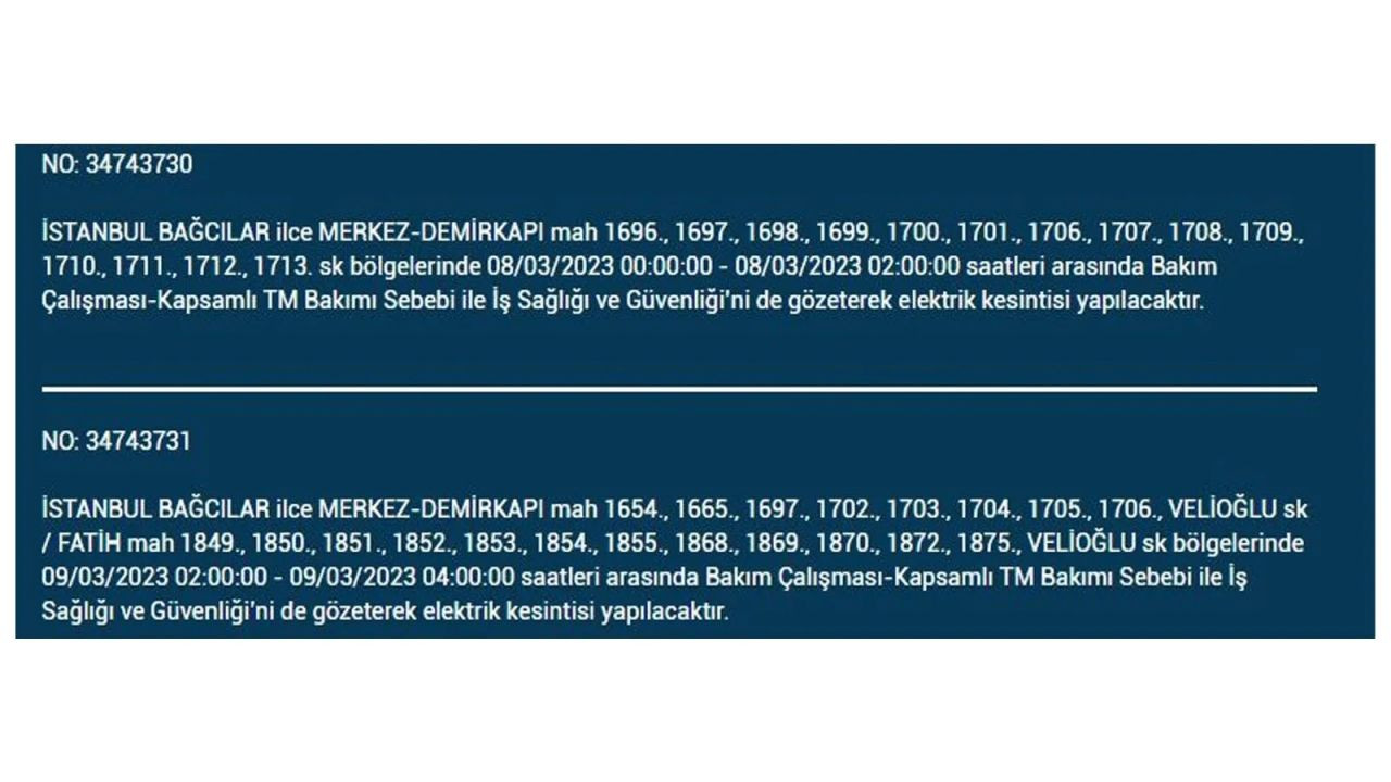 İstanbul'da elektriğin kesileceği ilçeler belli oldu! 9 Mart İstanbul elektrik kesintisi - Sayfa 37
