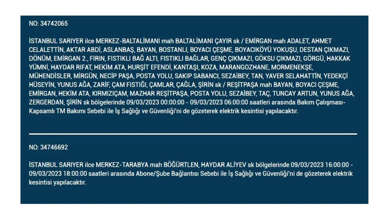 İstanbul'da elektriğin kesileceği ilçeler belli oldu! 9 Mart İstanbul elektrik kesintisi - Sayfa 8