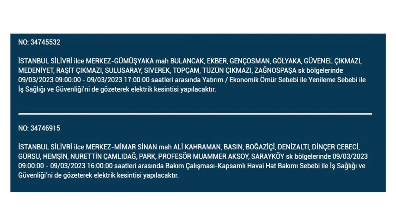 İstanbul'da elektriğin kesileceği ilçeler belli oldu! 9 Mart İstanbul elektrik kesintisi - Sayfa 7