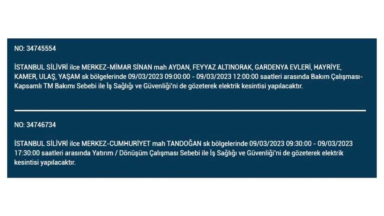 İstanbul'da elektriğin kesileceği ilçeler belli oldu! 9 Mart İstanbul elektrik kesintisi - Sayfa 6