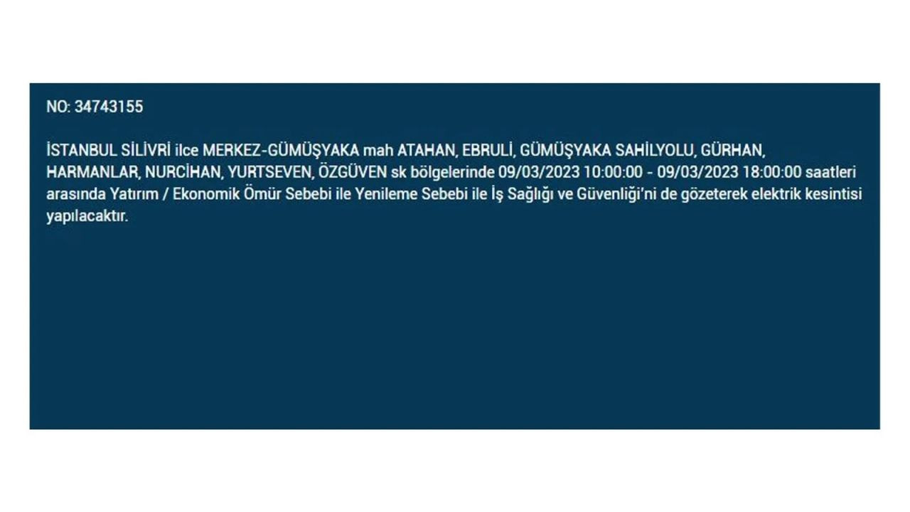 İstanbul'da elektriğin kesileceği ilçeler belli oldu! 9 Mart İstanbul elektrik kesintisi - Sayfa 5