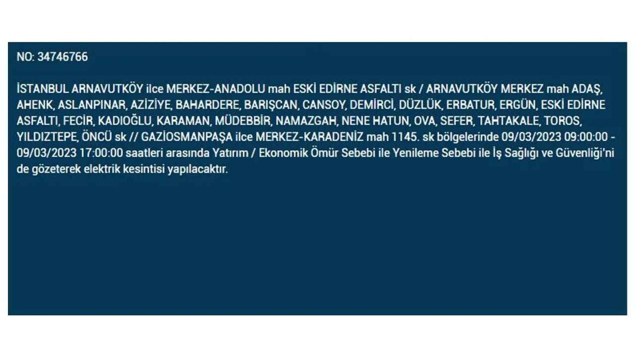 İstanbul'da elektriğin kesileceği ilçeler belli oldu! 9 Mart İstanbul elektrik kesintisi - Sayfa 38