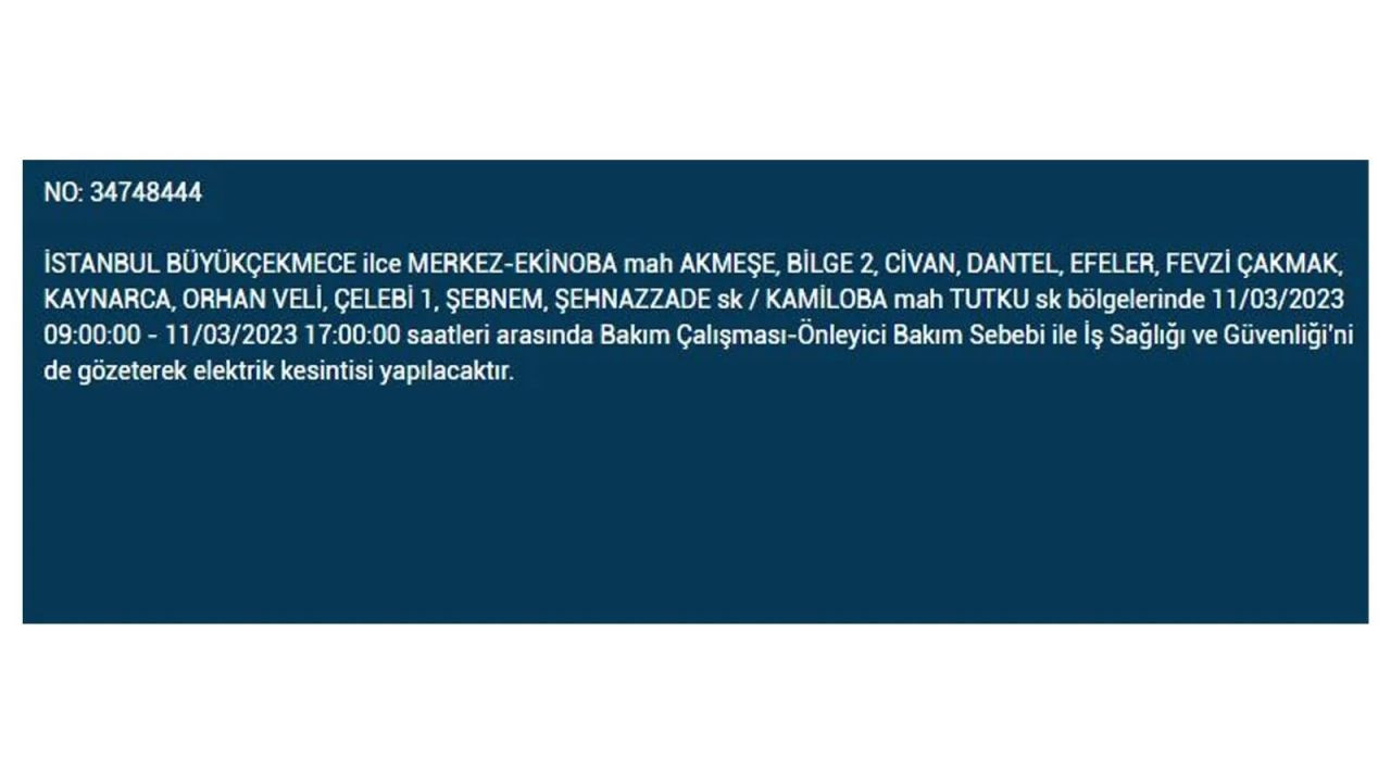 İstanbul'da elektriğin kesileceği ilçeler belli oldu! 11 Mart İstanbul elektrik kesintisi - Sayfa 23