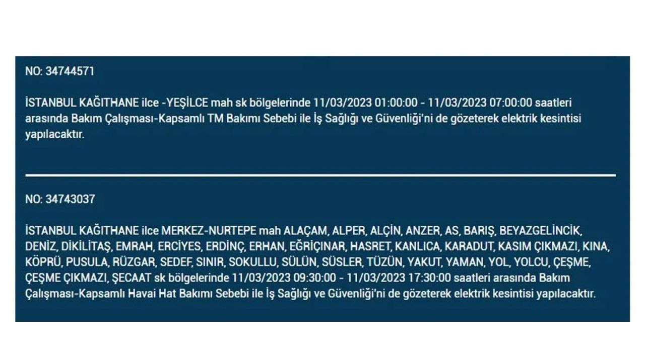 İstanbul'da elektriğin kesileceği ilçeler belli oldu! 11 Mart İstanbul elektrik kesintisi - Sayfa 10