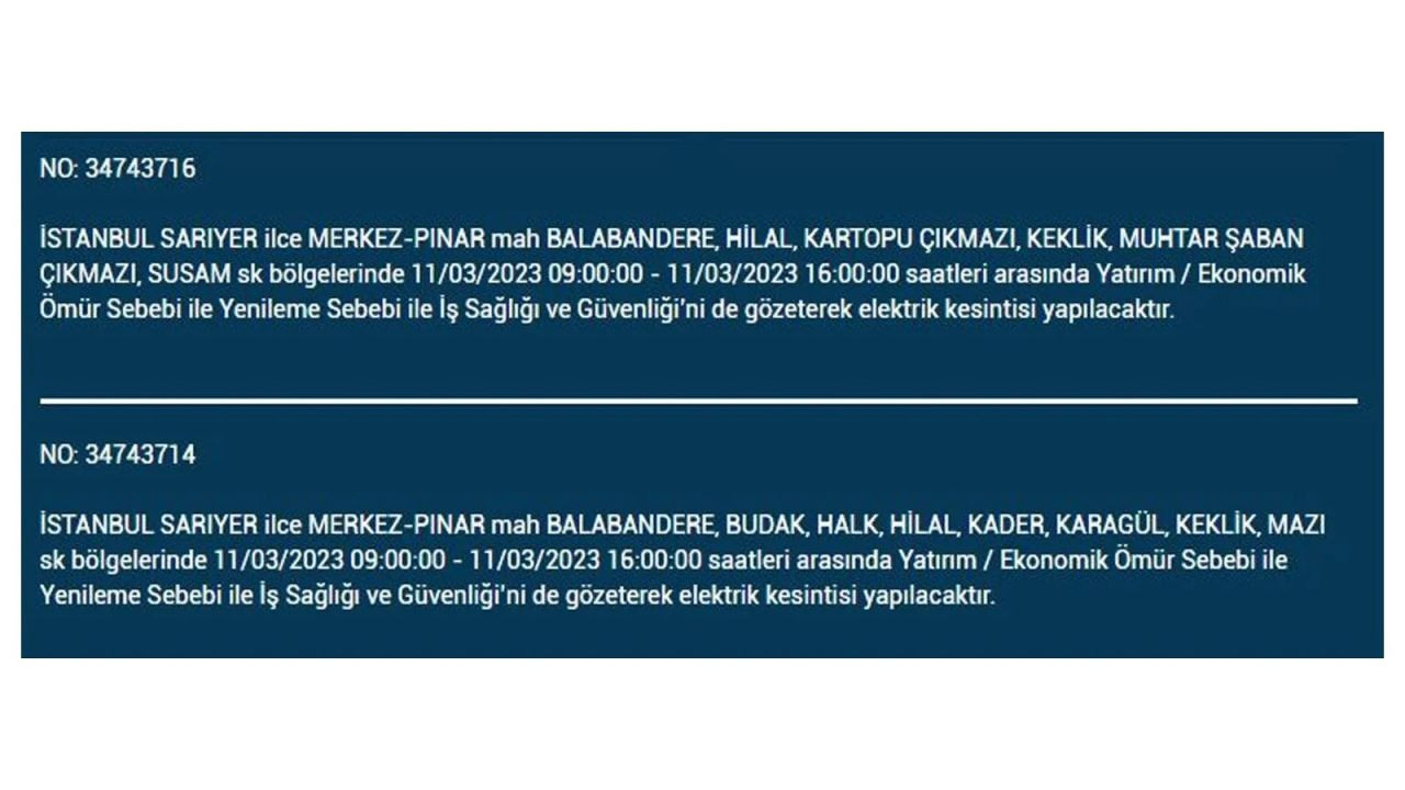 İstanbul'da elektriğin kesileceği ilçeler belli oldu! 11 Mart İstanbul elektrik kesintisi - Sayfa 7