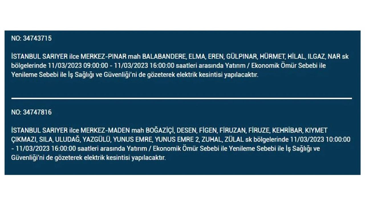 İstanbul'da elektriğin kesileceği ilçeler belli oldu! 11 Mart İstanbul elektrik kesintisi - Sayfa 6