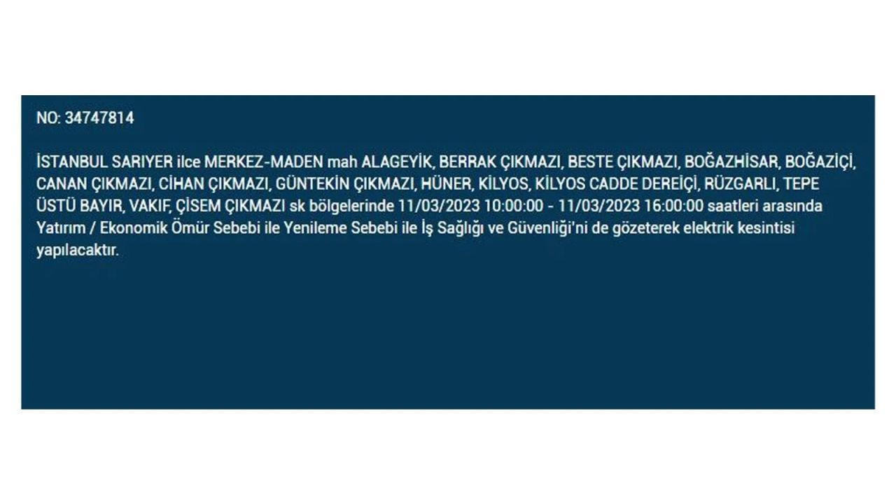 İstanbul'da elektriğin kesileceği ilçeler belli oldu! 11 Mart İstanbul elektrik kesintisi - Sayfa 5