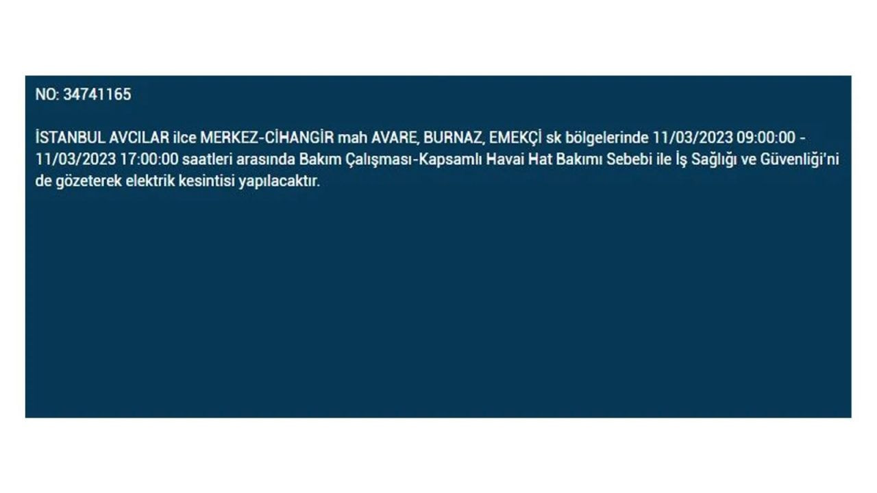 İstanbul'da elektriğin kesileceği ilçeler belli oldu! 11 Mart İstanbul elektrik kesintisi - Sayfa 20