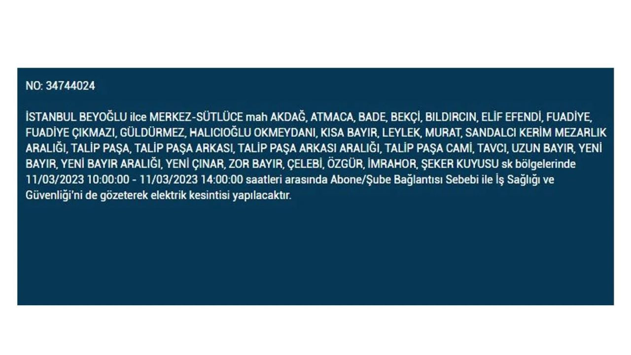 İstanbul'da elektriğin kesileceği ilçeler belli oldu! 11 Mart İstanbul elektrik kesintisi - Sayfa 15