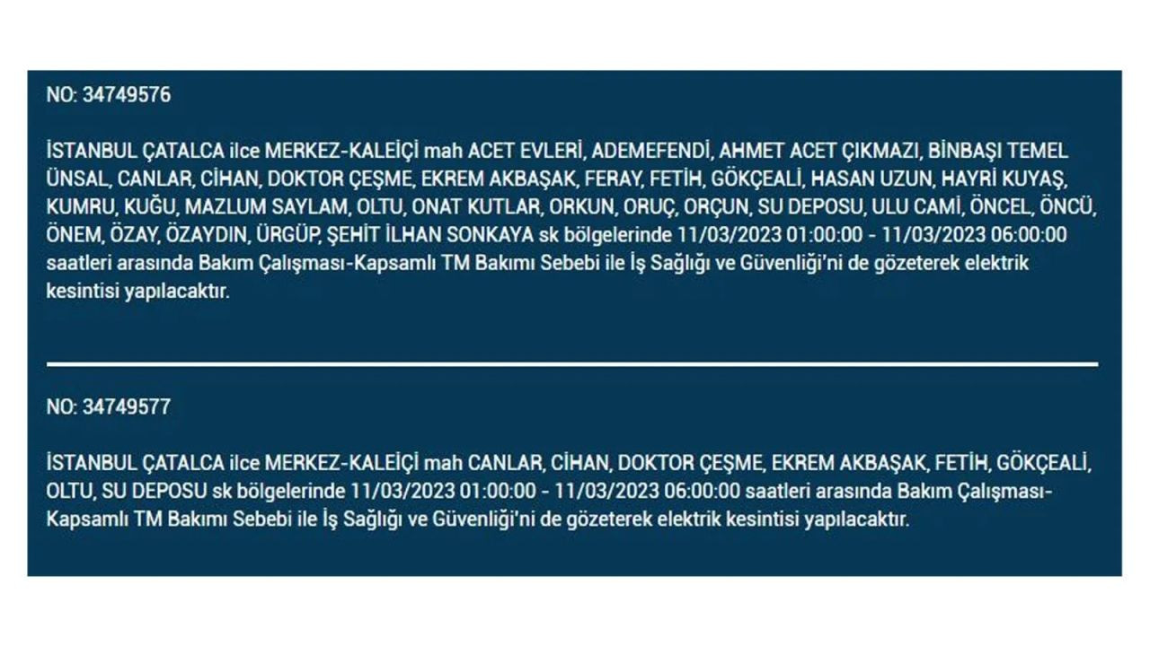 İstanbul'da elektriğin kesileceği ilçeler belli oldu! 11 Mart İstanbul elektrik kesintisi - Sayfa 24