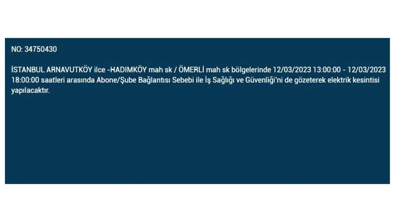 İstanbul'da elektriğin kesileceği ilçeler belli oldu! 12 Mart İstanbul elektrik kesintisi - Sayfa 6