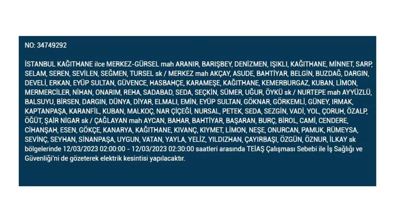 İstanbul'da elektriğin kesileceği ilçeler belli oldu! 12 Mart İstanbul elektrik kesintisi - Sayfa 2