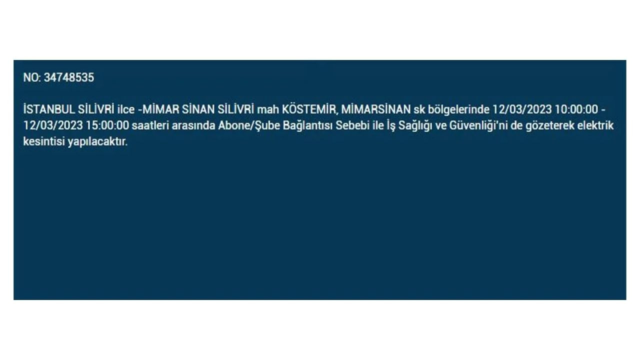 İstanbul'da elektriğin kesileceği ilçeler belli oldu! 12 Mart İstanbul elektrik kesintisi - Sayfa 9