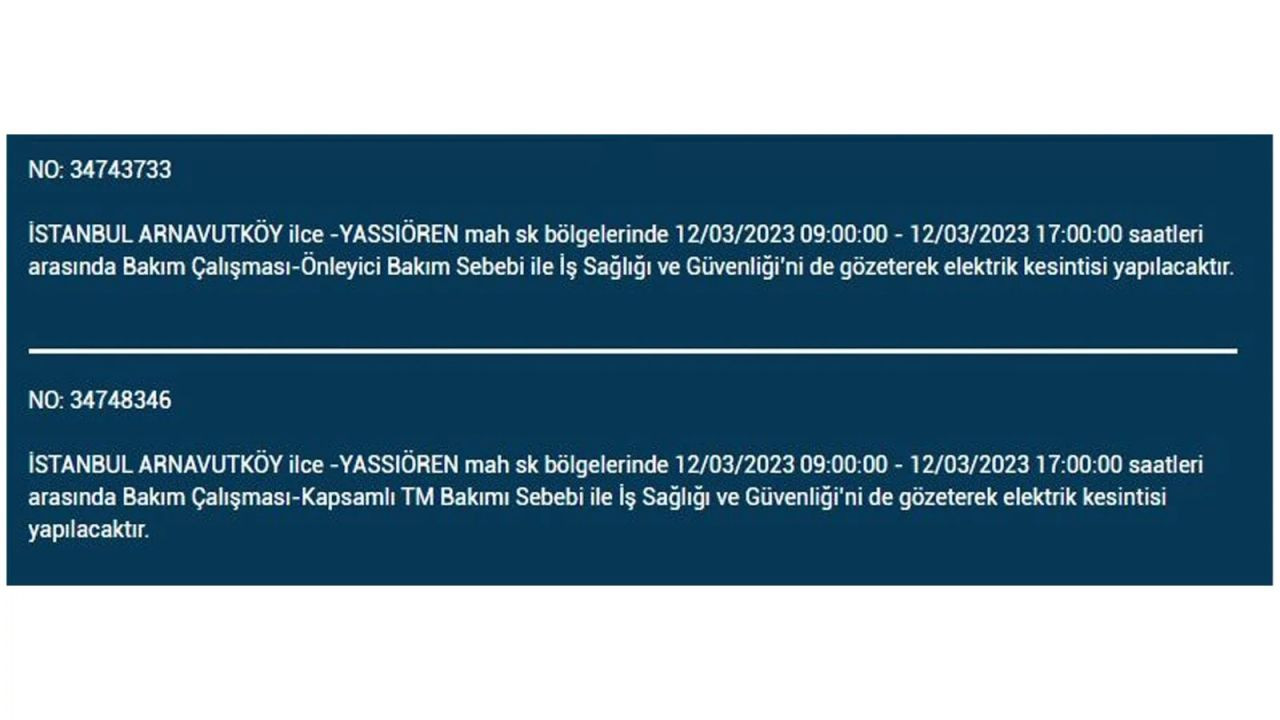 İstanbul'da elektriğin kesileceği ilçeler belli oldu! 12 Mart İstanbul elektrik kesintisi - Sayfa 8