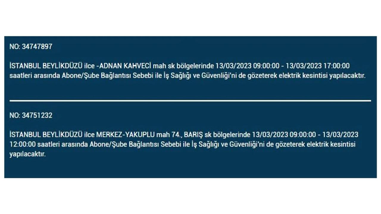 İstanbul'da elektriğin kesileceği ilçeler belli oldu! 13 Mart İstanbul elektrik kesintisi - Sayfa 21