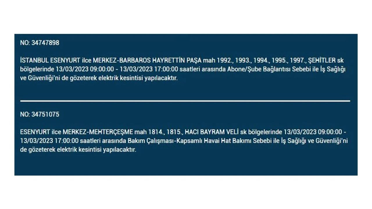 İstanbul'da elektriğin kesileceği ilçeler belli oldu! 13 Mart İstanbul elektrik kesintisi - Sayfa 18