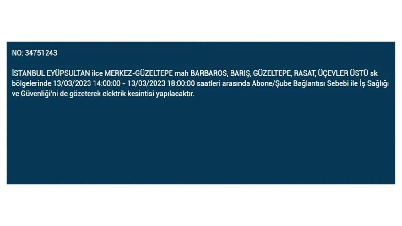 İstanbul'da elektriğin kesileceği ilçeler belli oldu! 13 Mart İstanbul elektrik kesintisi - Sayfa 17