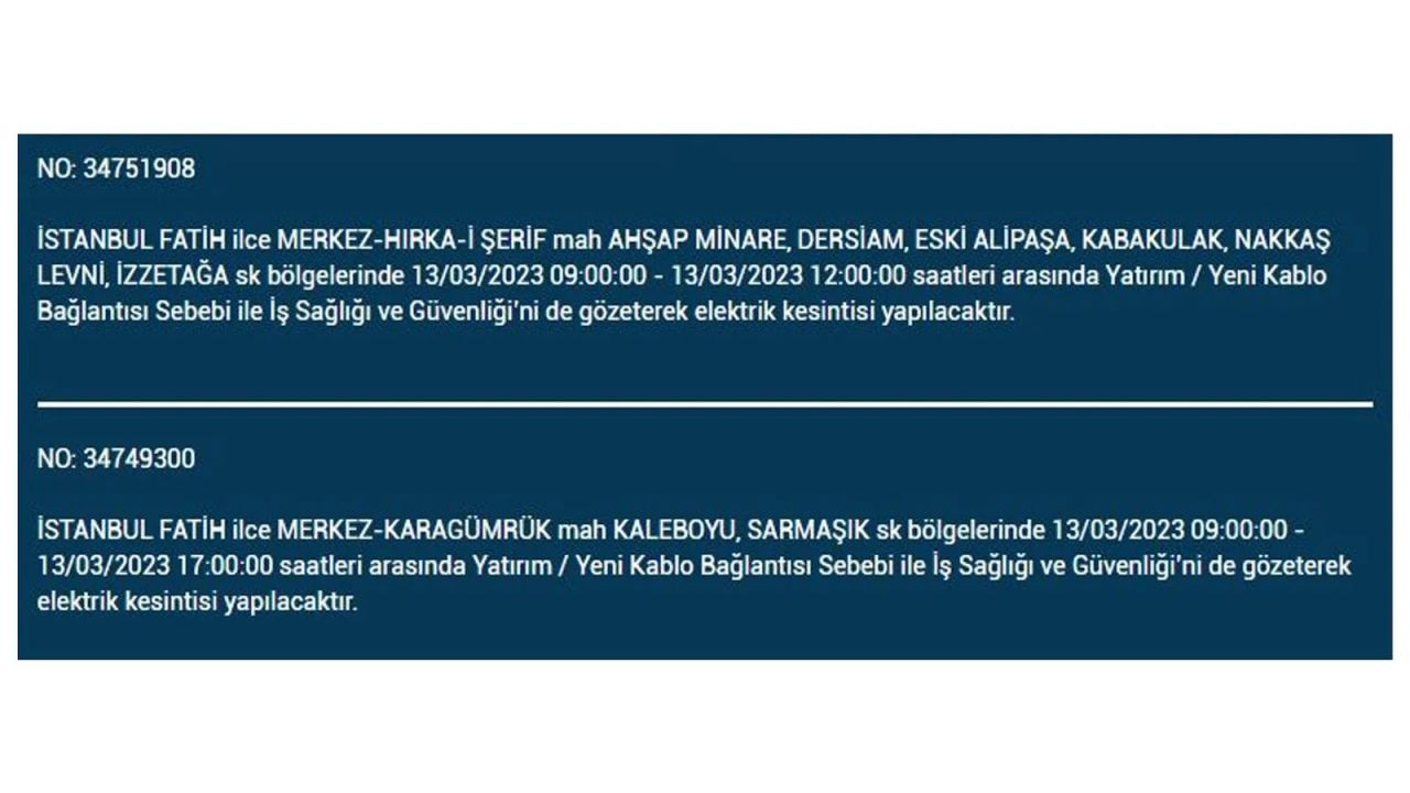 İstanbul'da elektriğin kesileceği ilçeler belli oldu! 13 Mart İstanbul elektrik kesintisi - Sayfa 16