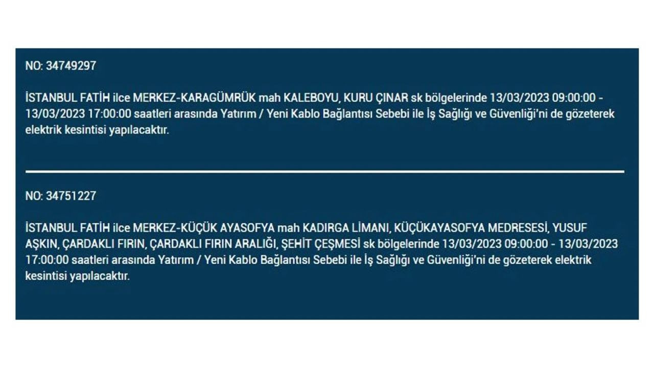 İstanbul'da elektriğin kesileceği ilçeler belli oldu! 13 Mart İstanbul elektrik kesintisi - Sayfa 15