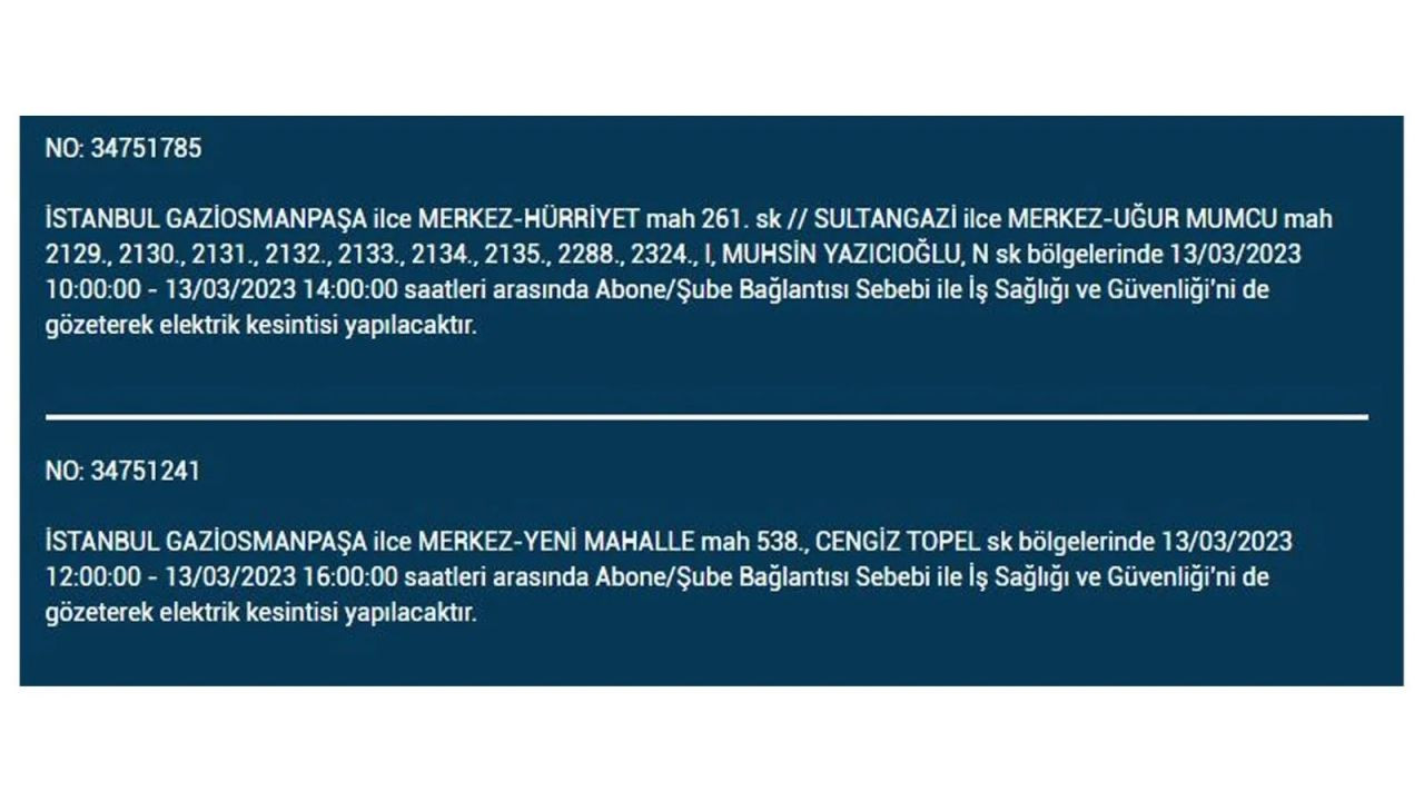 İstanbul'da elektriğin kesileceği ilçeler belli oldu! 13 Mart İstanbul elektrik kesintisi - Sayfa 13