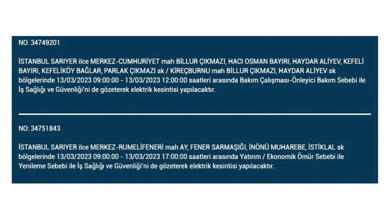 İstanbul'da elektriğin kesileceği ilçeler belli oldu! 13 Mart İstanbul elektrik kesintisi - Sayfa 8