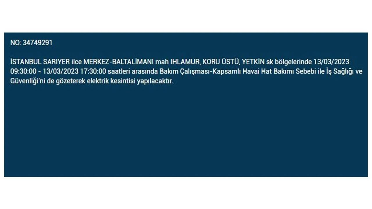 İstanbul'da elektriğin kesileceği ilçeler belli oldu! 13 Mart İstanbul elektrik kesintisi - Sayfa 7