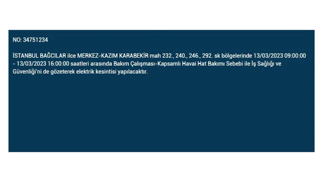 İstanbul'da elektriğin kesileceği ilçeler belli oldu! 13 Mart İstanbul elektrik kesintisi - Sayfa 31