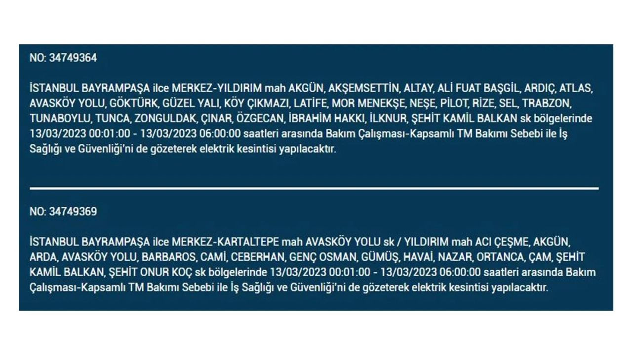 İstanbul'da elektriğin kesileceği ilçeler belli oldu! 13 Mart İstanbul elektrik kesintisi - Sayfa 29