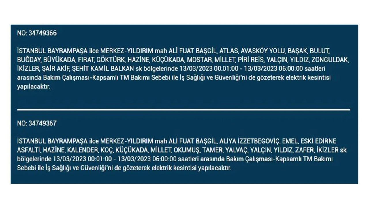 İstanbul'da elektriğin kesileceği ilçeler belli oldu! 13 Mart İstanbul elektrik kesintisi - Sayfa 28