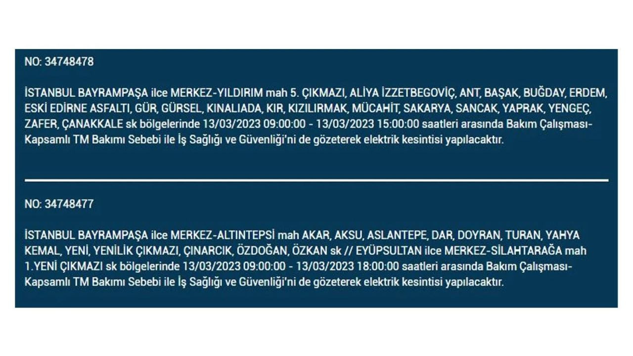 İstanbul'da elektriğin kesileceği ilçeler belli oldu! 13 Mart İstanbul elektrik kesintisi - Sayfa 27