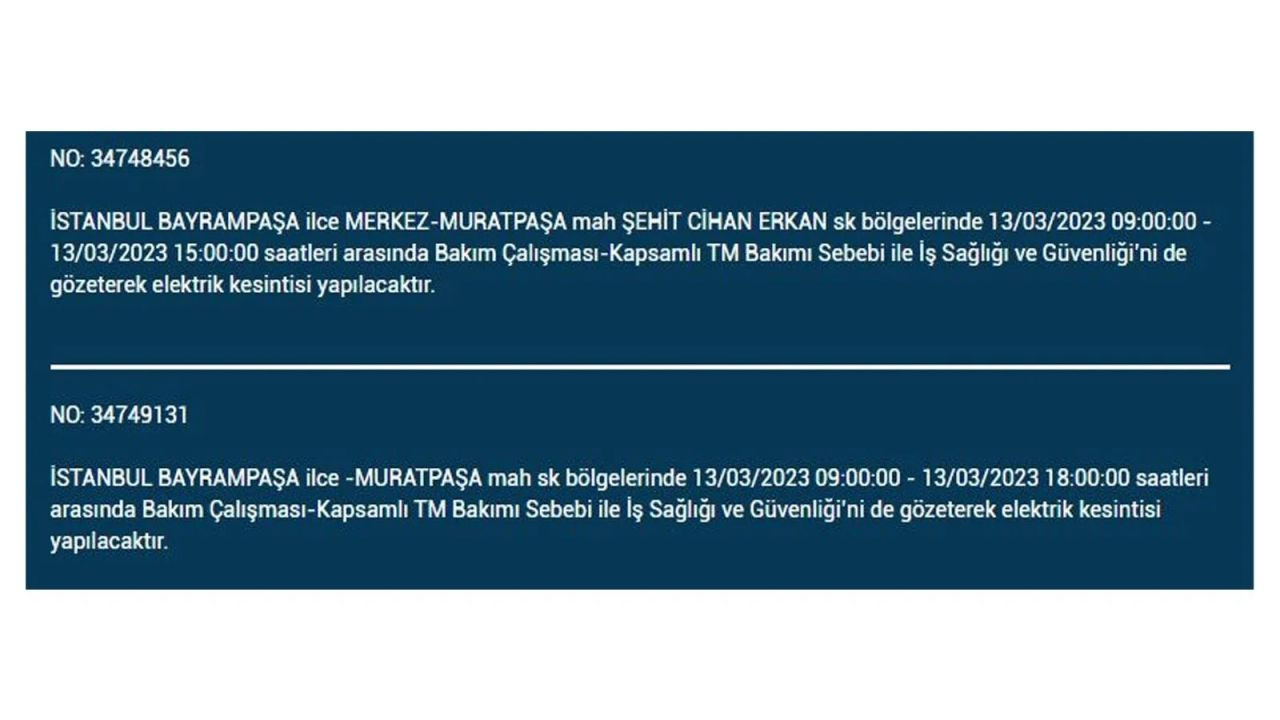 İstanbul'da elektriğin kesileceği ilçeler belli oldu! 13 Mart İstanbul elektrik kesintisi - Sayfa 26