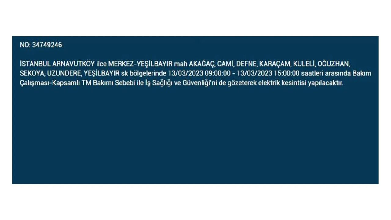 İstanbul'da elektriğin kesileceği ilçeler belli oldu! 13 Mart İstanbul elektrik kesintisi - Sayfa 33