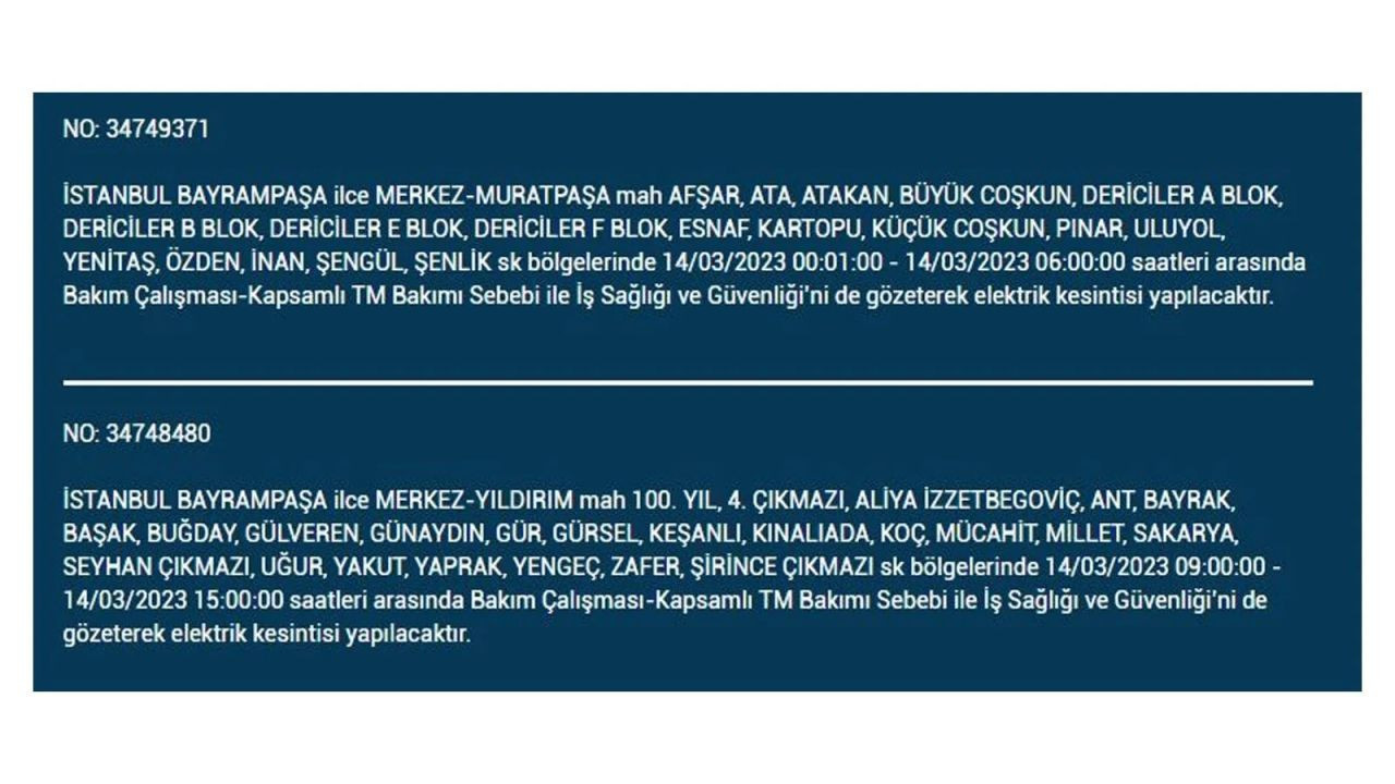 İstanbul'da elektriğin kesileceği ilçeler belli oldu! 14 Mart İstanbul elektrik kesintisi - Sayfa 34
