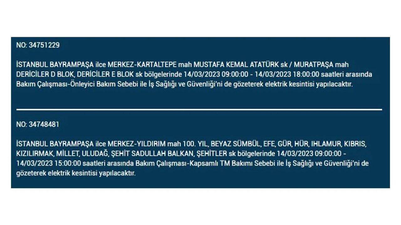 İstanbul'da elektriğin kesileceği ilçeler belli oldu! 14 Mart İstanbul elektrik kesintisi - Sayfa 33