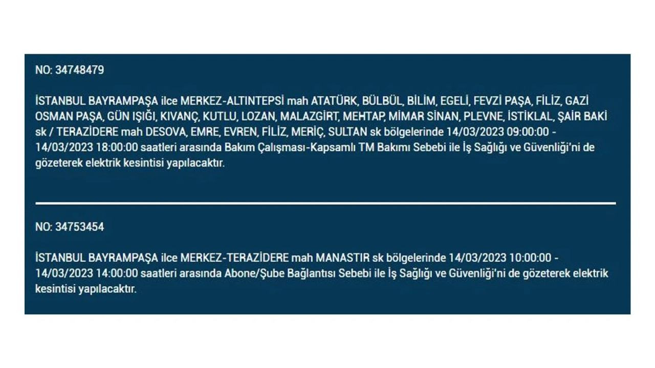 İstanbul'da elektriğin kesileceği ilçeler belli oldu! 14 Mart İstanbul elektrik kesintisi - Sayfa 32