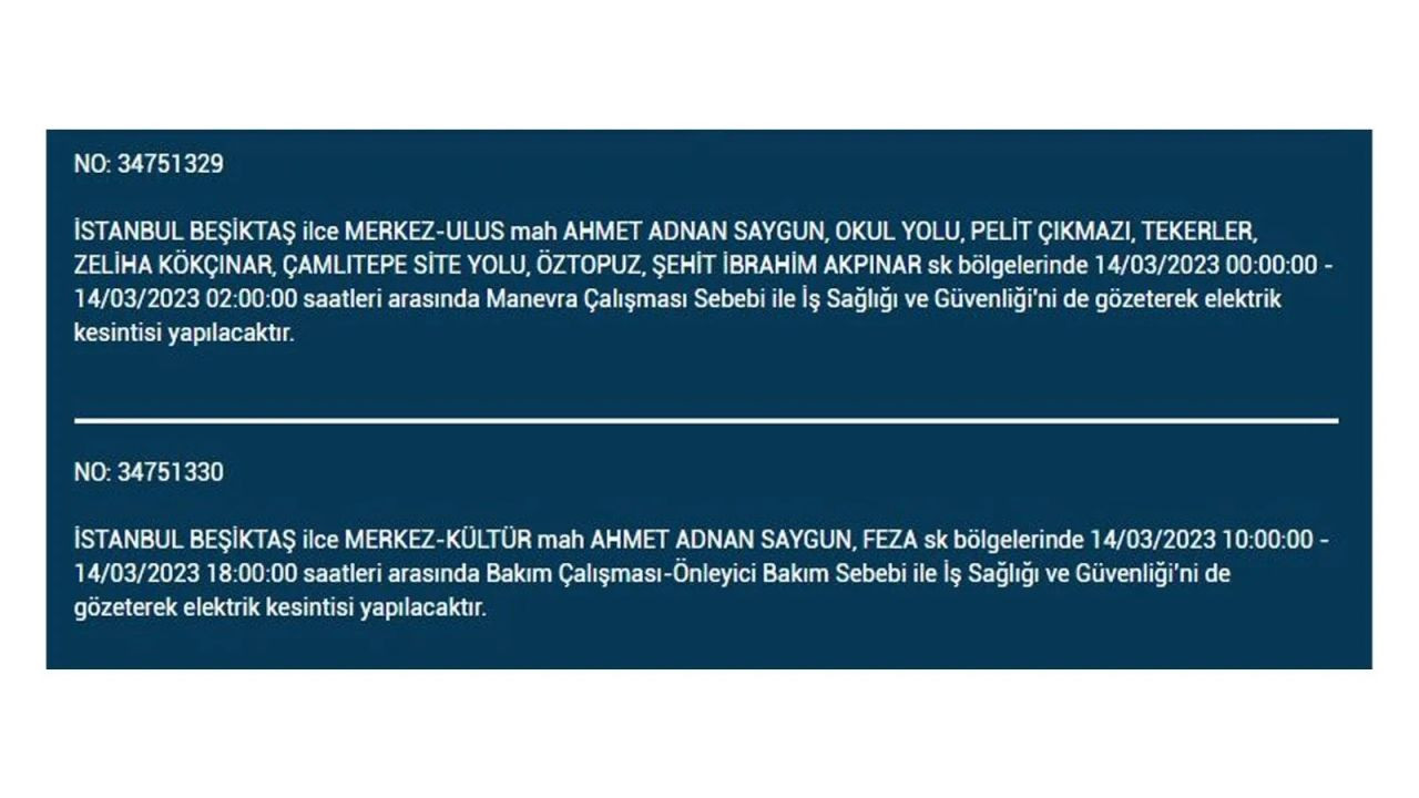 İstanbul'da elektriğin kesileceği ilçeler belli oldu! 14 Mart İstanbul elektrik kesintisi - Sayfa 30