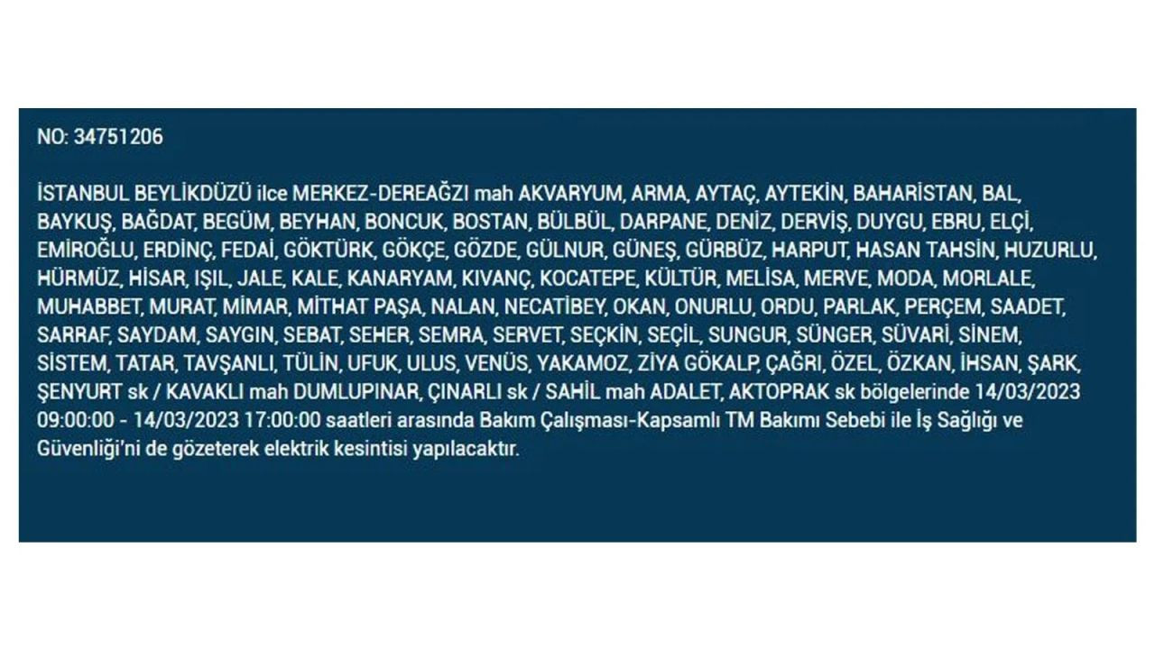 İstanbul'da elektriğin kesileceği ilçeler belli oldu! 14 Mart İstanbul elektrik kesintisi - Sayfa 29