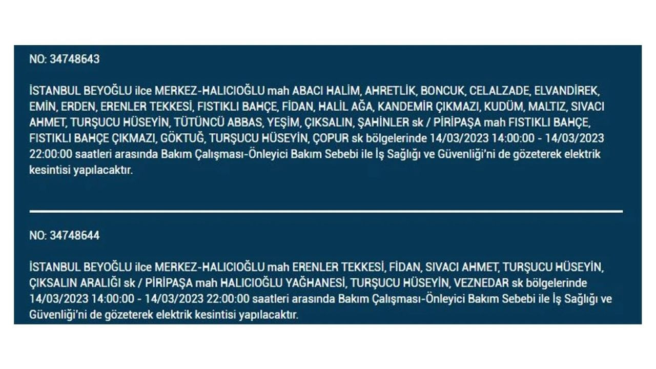 İstanbul'da elektriğin kesileceği ilçeler belli oldu! 14 Mart İstanbul elektrik kesintisi - Sayfa 26