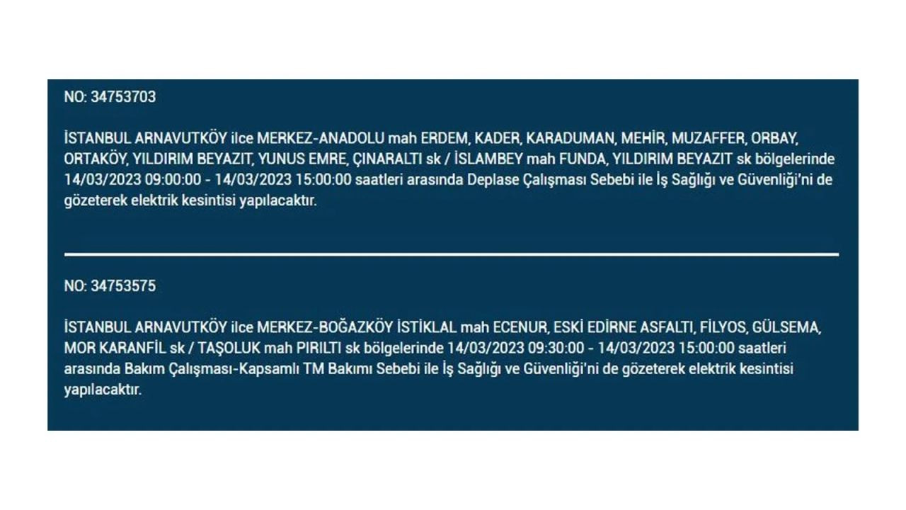 İstanbul'da elektriğin kesileceği ilçeler belli oldu! 14 Mart İstanbul elektrik kesintisi - Sayfa 44