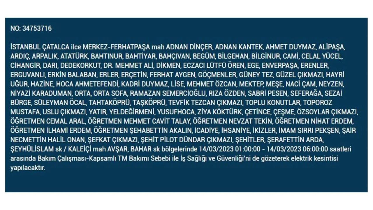 İstanbul'da elektriğin kesileceği ilçeler belli oldu! 14 Mart İstanbul elektrik kesintisi - Sayfa 25
