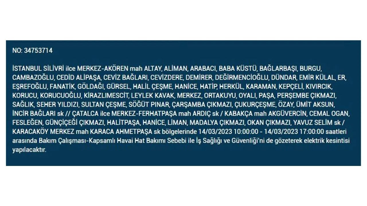 İstanbul'da elektriğin kesileceği ilçeler belli oldu! 14 Mart İstanbul elektrik kesintisi - Sayfa 24