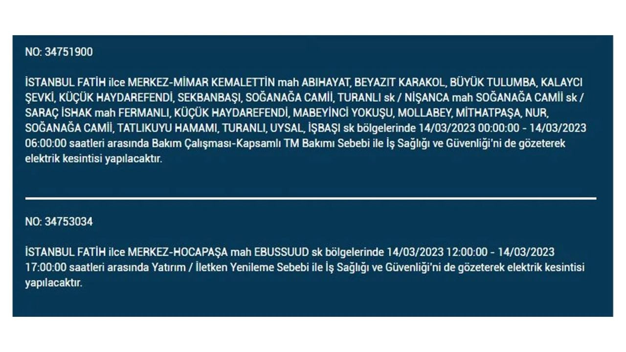 İstanbul'da elektriğin kesileceği ilçeler belli oldu! 14 Mart İstanbul elektrik kesintisi - Sayfa 19