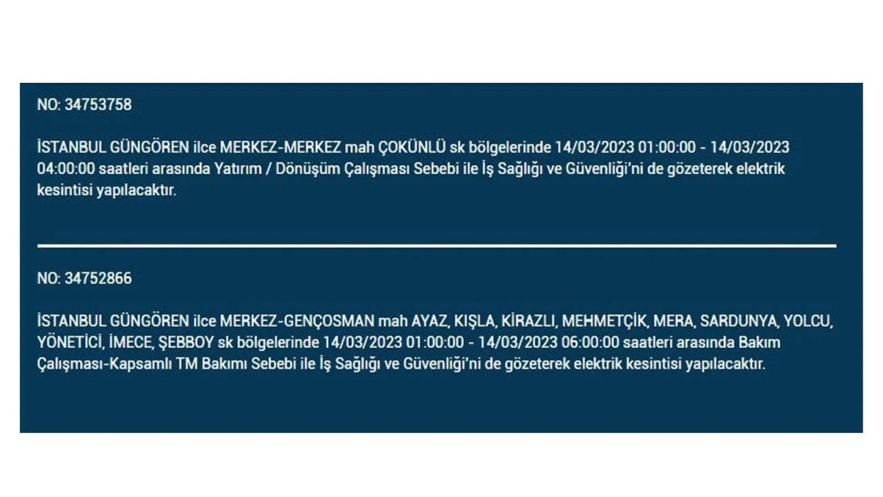 İstanbul'da elektriğin kesileceği ilçeler belli oldu! 14 Mart İstanbul elektrik kesintisi - Sayfa 16
