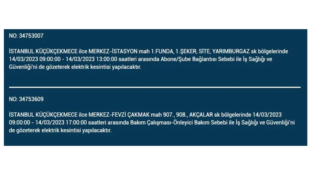 İstanbul'da elektriğin kesileceği ilçeler belli oldu! 14 Mart İstanbul elektrik kesintisi - Sayfa 12