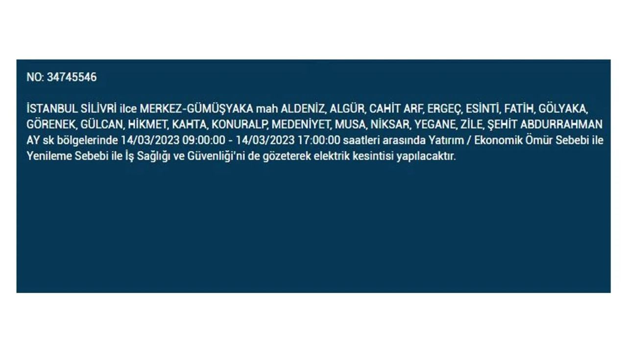 İstanbul'da elektriğin kesileceği ilçeler belli oldu! 14 Mart İstanbul elektrik kesintisi - Sayfa 6
