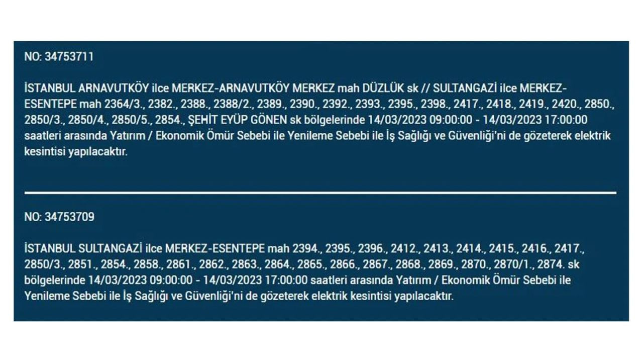 İstanbul'da elektriğin kesileceği ilçeler belli oldu! 14 Mart İstanbul elektrik kesintisi - Sayfa 3