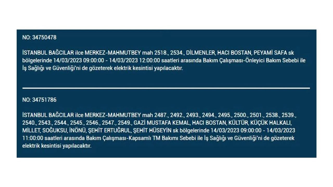 İstanbul'da elektriğin kesileceği ilçeler belli oldu! 14 Mart İstanbul elektrik kesintisi - Sayfa 40